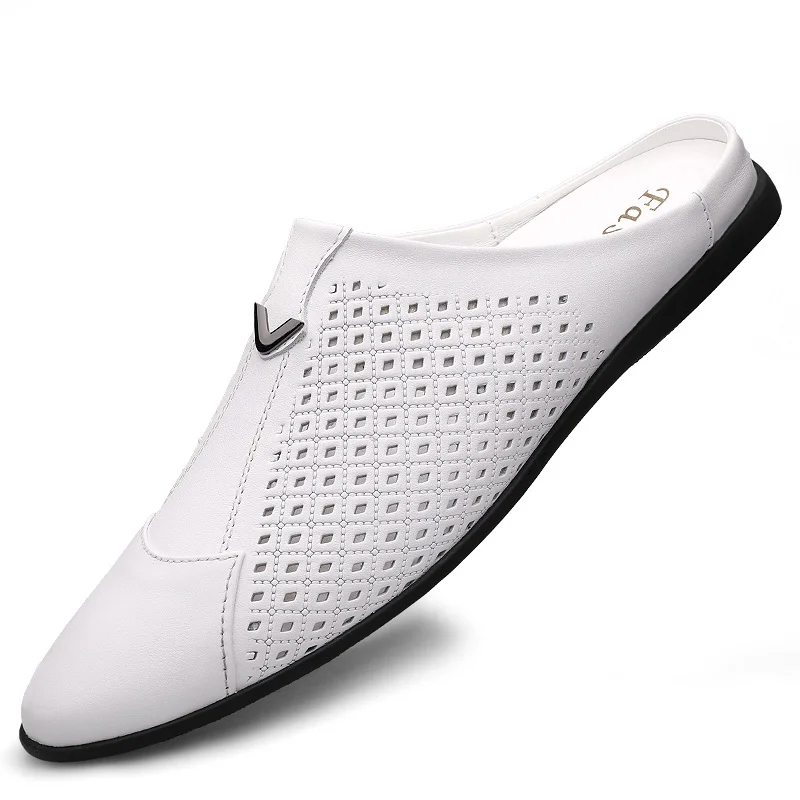 Flip Flop Leather Men - 2024 الكبار الصيف نصف سحب البازلاء