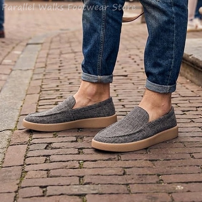 Espadrille Slip On - أحذية رجالية قماشية سهلة الارتداء، أحذية