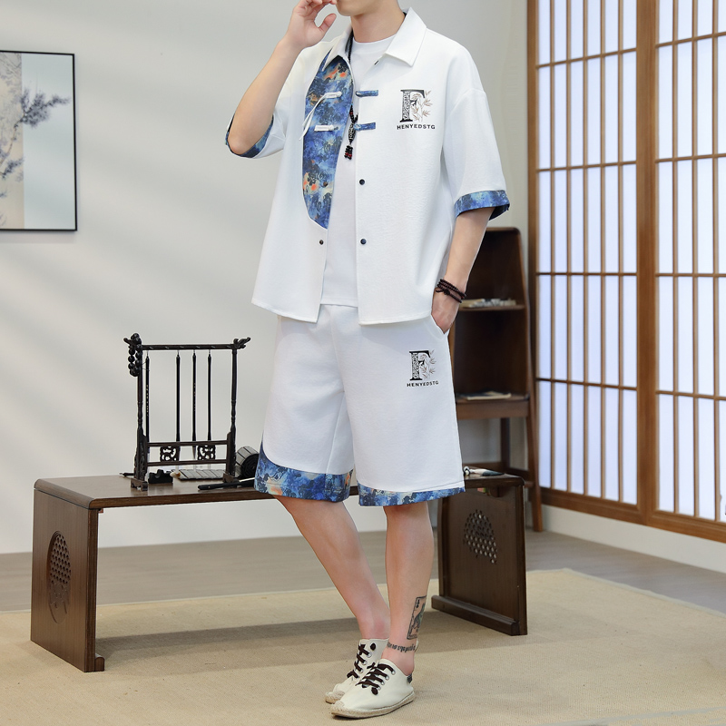 Resort Shirt Floral - طقم كيمونو صيفي للرجال من قطعتين