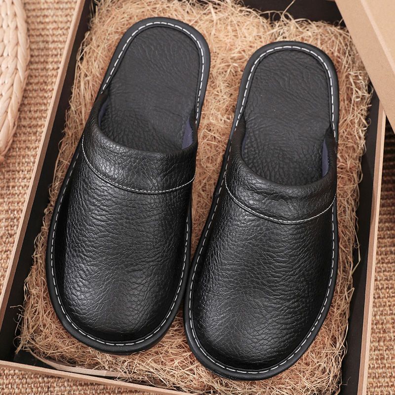Flip Flop Leather Men - شباشب جلدية منزلية للرجال والنساء، موديل