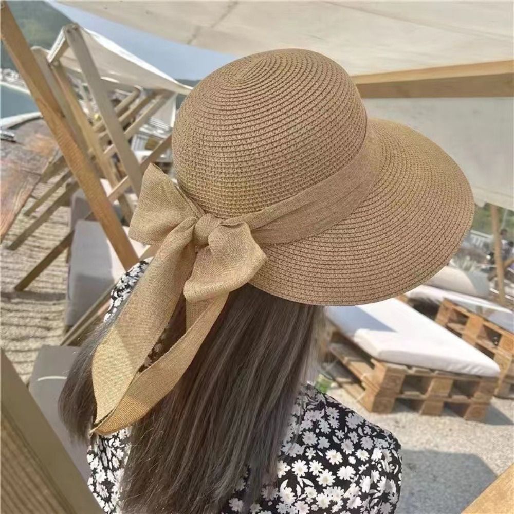 قبعة قش كاجوال بحافة واسعة للن - مراجعة Bucket Hat Straw وسعره