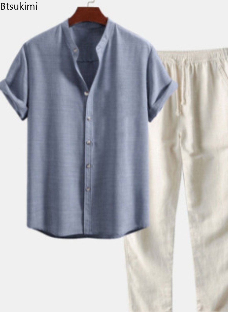 طقم رجالي صيفي جديد 2026 عصري  - مراجعة Short Linen Drawstring وسعره
