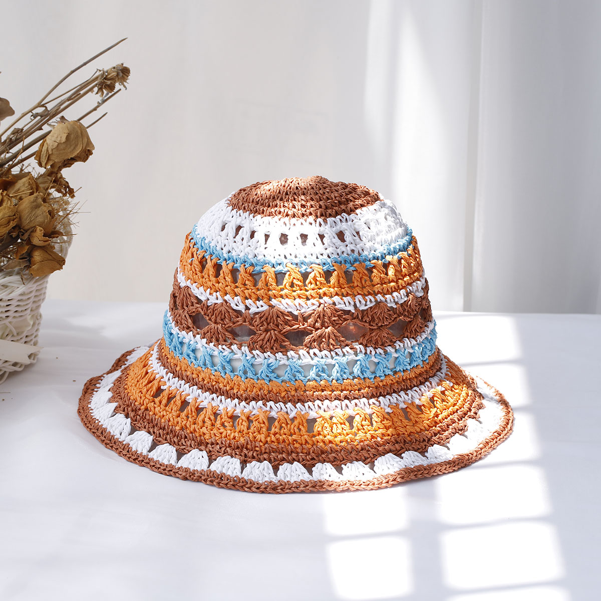 قبعة دلو نسائية يدوية الصنع ،  - مراجعة Bucket Hat Straw وسعره