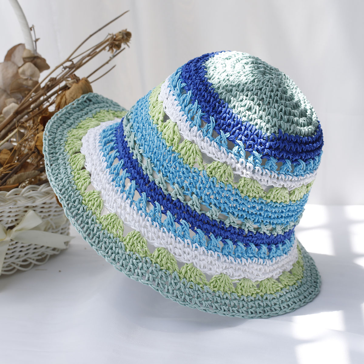قبعة دلو نسائية يدوية الصنع ،  - مراجعة Bucket Hat Straw وسعره