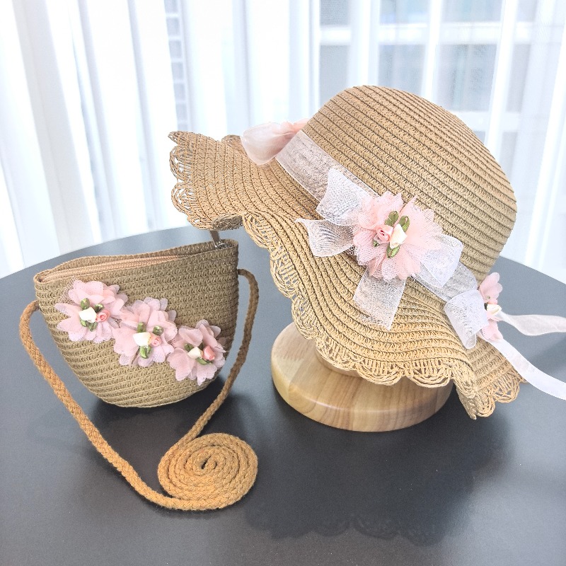 قبعة قش للفتيات من قطعتين بلون - مراجعة Bucket Hat Straw وسعره