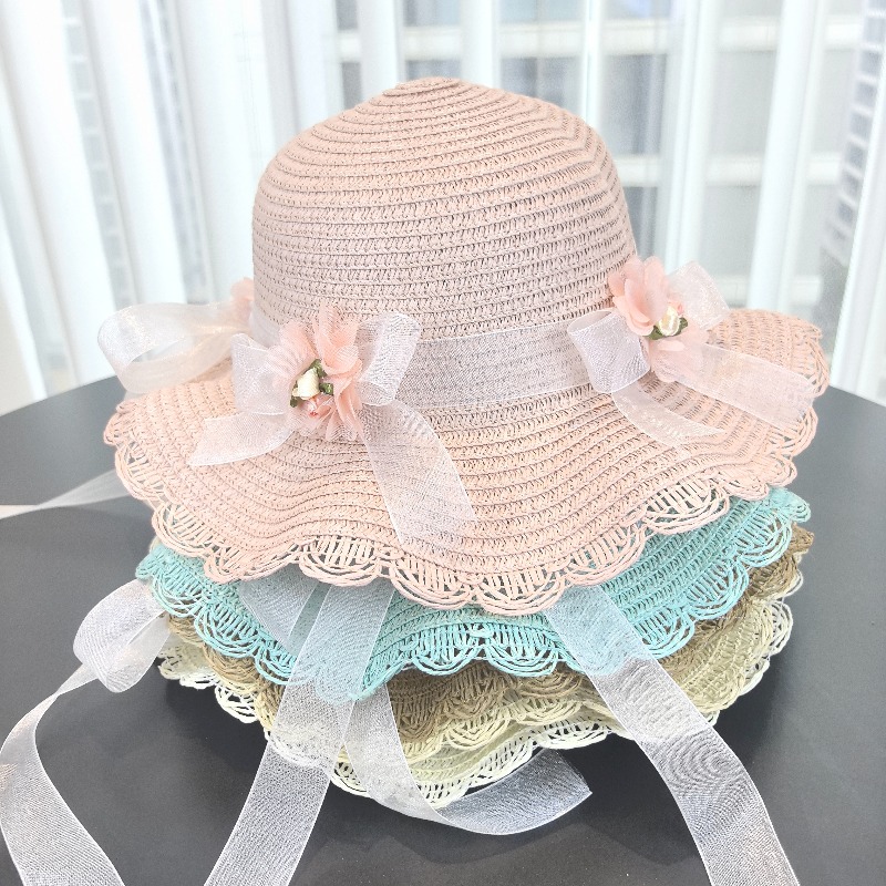 قبعة قش للفتيات من قطعتين بلون - مراجعة Bucket Hat Straw وسعره
